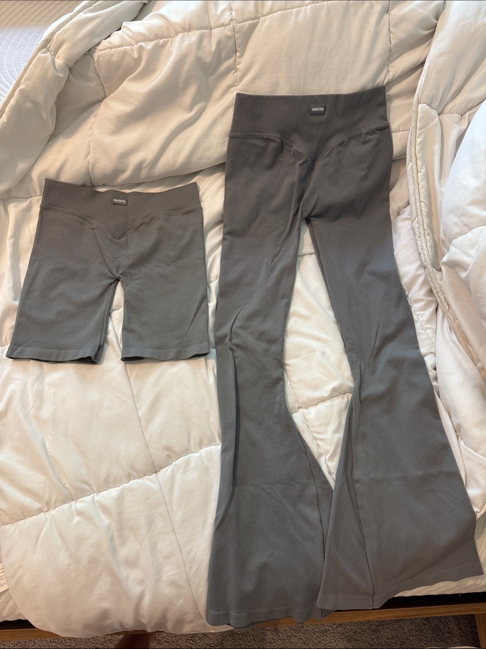 NVGTN Grey Harmony Ribbed Flare Leggings & Shorts